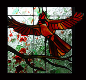 cardinal in glass